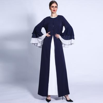 China 5005 kuwii autumn winter skirt three-layer chiffon wave zipper 5005 long sheath open abaya women muslim dress muslim clothing abaya for sale