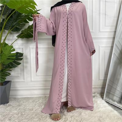 China 4004 kuwii 2021 turkey middle east fashion solid color muslim dress cardigan long robe kimono abaya arab open abaya women muslim dress S~2XL for sale