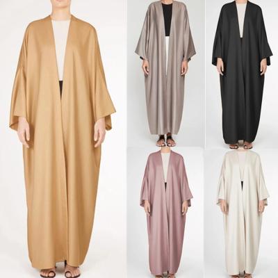 China Size 3031 Women's Dubai Muslim Dress kuwii silk cardigan long dress women open abaya muslim plus casual abaya for sale