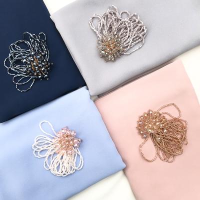 China kuwii new arrival fashion chiffon tube pearl flower scarf women breathable hijabs 75*180 5019 for sale