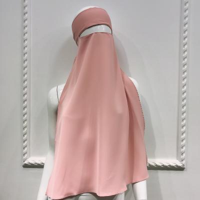 China kuwii 3158 in Women Current Saudi Arabia Solid Color Muslim Niqab Face Veil for Hijab Burqa Islamic Free for sale