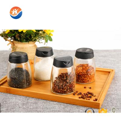 China Freshness Preservation Three Prismatic Glass Salt , Pepper Jar With Plastic Lid for sale