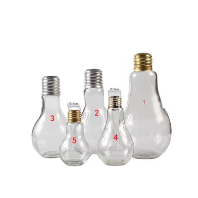 China Most Popular Bulb Shape ECO Mini Fashion Clear Glass Juice Bottle for sale