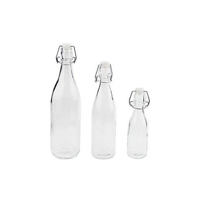 China New ECO Design Fashion Glass Juice Drink Bottle With Clip Lid for sale