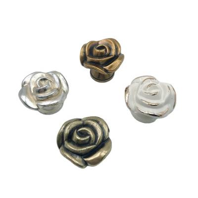 China Hot European style old silver bronze coffee zinc ivory single hole mounted wooden cabinet drawer knobs knobs for sale