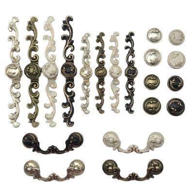 China Hot European Zinc Long Strip Ring Knob Antique Gold Silver Bronze Ivory Black Cabinet Handles Kitchen Pulls Door Knobs for sale