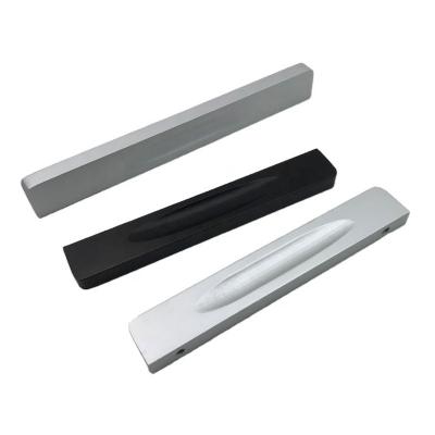 China Hot Nordic Aluminum Black Color Word Straight Stripe Solid Aluminum Kitchen Style One Handles Drawer Pull for sale