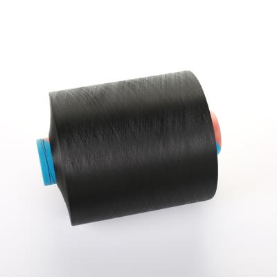 China 75d/36f sustainable textured dope dyed black polyester yarns with good consistency for socks for sale