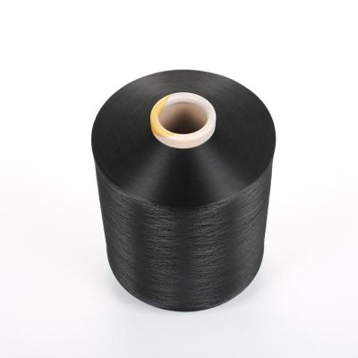 China Sustainable Dope Dyed Factory Super Black Textured 100% Polyester Yarn 100/36 dty Semi Dull for sale