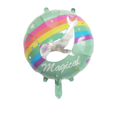 China 22 Inch Rainbow Flamingo Whale Sweet Unicorn Round Shape Helium Foil Balloon For Party Decoration Cartoon Kids Toys for sale