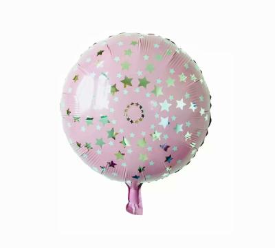 China 1Pack=50pcs Soft High Quality Colorful Round Print Stars Metallic Foil Balloons For Party Decoration for sale