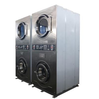 China 304 Stainless Steel Commercial Laundry Double Stack Washers Automatic Stacked Dryers for sale