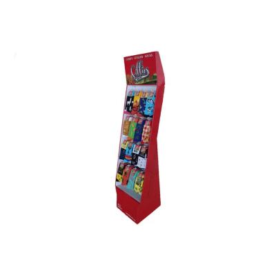 China Eco-friendly Custom Christmas Socks Product Corrugated Cardboard Pos Hook Floor Display Stand With Hanging Pegs for sale