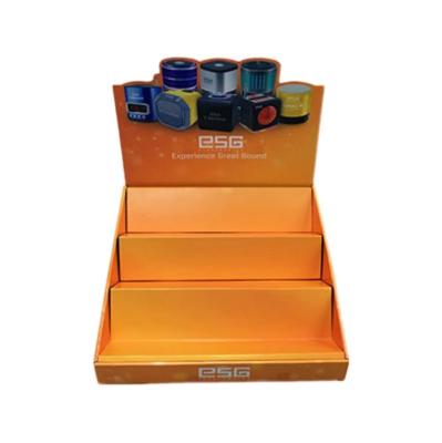 China Eco-friendly Customized three Tiers Retail Cardboard Counter Pos Display Counter TableTop Display for Power Bank/Battery Promotion for sale