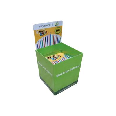 China Eco-friendly Custom Retail Promotion Easy Assemble advertising carton Square Cardboard Dump Bin Stationery Pallet Display for sale