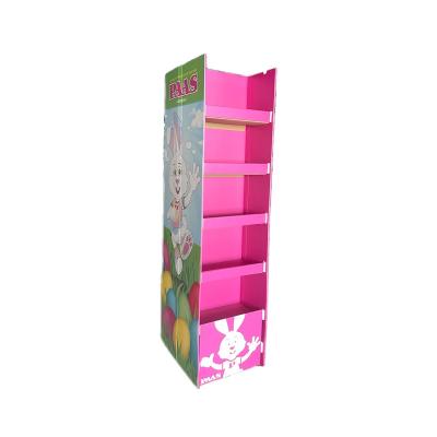 China Eco-friendly Custom Top quality wholesale floor corrugated 2 Side display paperboard Pallet Display Stand Easter holidays POP Cardboard for sale