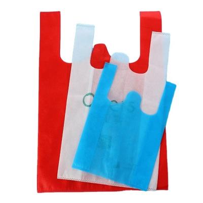 China Wholesale Custom Printing Eco Friendly Eco Friendly U Cut Vest T-Shirt Shopping Tote Bags Non Woven W Cut Bag for sale