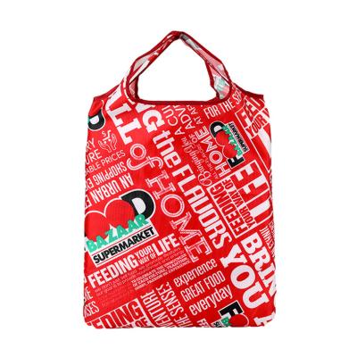 China Custom Made Oversized Reusable Collapsible Nylon Handled Collapsible Shopping Bag for sale