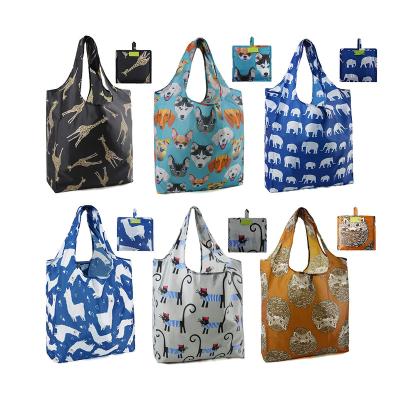 China Hot Factory Wholesale Handled Eco Friendly Foldable Recycle Tote Bag Portable Shopping Nylon Bag Custom for sale