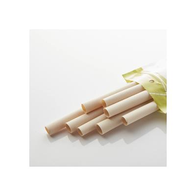 China Bobba Flat Tip Casual Biodegradable Bamboo Straw w/wrapping 12mm*230mm for sale