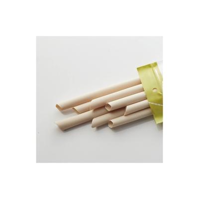 China Bobba Tip Casual Biodegradable Bamboo Pointed Straw w/wrapping 12mm*230mm for sale