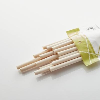 China Shakey 8mm*230mm Flat Tip Casual Biodegradable Bamboo Straw w/wrapping for sale