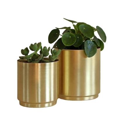 China Eco-friendly Brass Metal Planter Flower Pot Indoor Plant Pot (Diameter 110 * Height 130 mm) - Great for Indoor Plants and House Plants (Gold) for sale