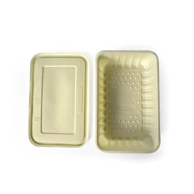 China Eco friendly Biodegradable Beige Color Corn Starch Disposable Takeaway Fast Food Container With lid for sale