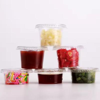 China Compostable PLA Disposable 2 Oz Sauce Cups With Lids Clear Color for sale