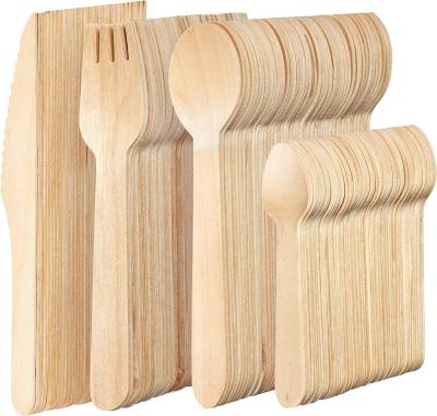 China Lightweight  Disposable Wooden Cutlery Set Customizable Sustainable for sale