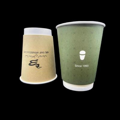 China 12oz Disposable Cardboard Cups Double Wall Paper Coffee Cups With Lids for sale