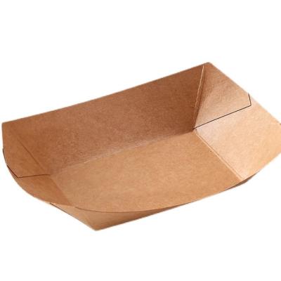 China Custom Size Disposable Brown Paper Boat Tray for Fruits and Kraft Food Box Container for Sushi and Craft Use for sale