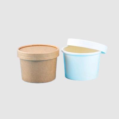 China Disposable Biodegradable 8oz Take Away Food Kraft Paper Soup Bowl Cup Container With PP or Paper Lid for sale