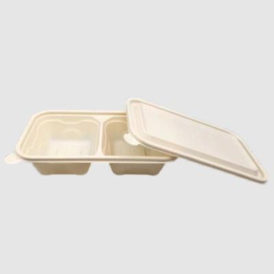 China 1000ML Food Safe 2 Compartment Degradable Lunch Box For Food Separation for sale