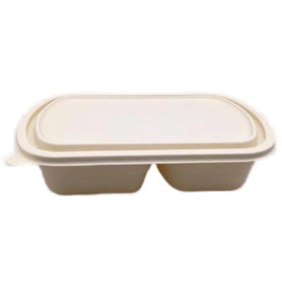 China Camping And School 800ML Cornstarch Compostable Two Compartments Lunch Boxes for sale