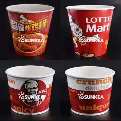 China 32-170oz Custom Logo Round  Fried Chicken Paper Bucket Fast Food Packaging Box for sale