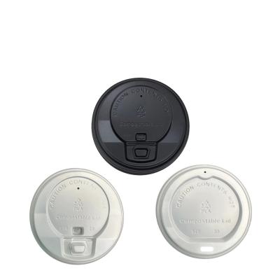 China Environment Protection Biodegradable PLA Coffee Cup lid Non Plastic Strawless Lid HOT Eco-friendly zu verkaufen