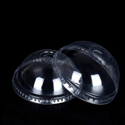 China Disposable PLA Transparent Dome Lid Half Open Milk Tea Cup Lid zu verkaufen