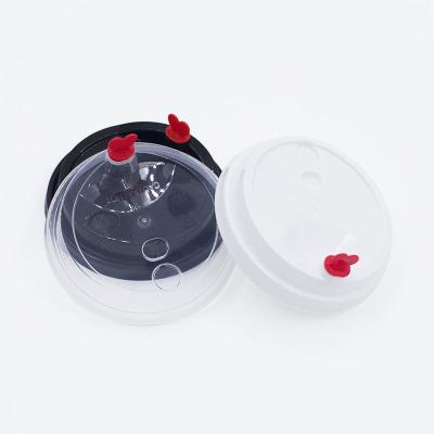 China Milk Tea Cup Cover Disposable Thickened Injection Lid PP Plastic Cup Lid With Red Heart for sale