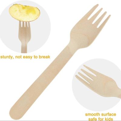 China 100% Natural Biodegradable Birch Wood Fork Disposable Wooden Utensil Natural Wood Biodegradable for sale