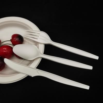 China 6inch 6.5inch 7inch CPLA compostable Tableware 100% biodegradable white Polylactic Acid Cutlery Fork Knife Spoon à venda