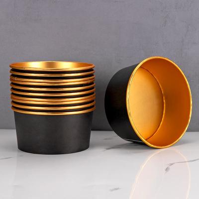 中国 8oz/12oz/16oz/20oz/24oz/32oz Black Paper Soup Bowls With Lids For Hot Food Gold Foiled Paper Bowl 販売のため