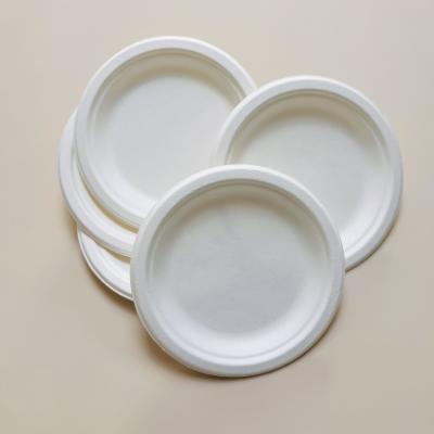 China 6 inch Round Disposable Paper Plate Sugarcane Pulp Paper Party Plate Compostable 100% Biodegradable Bagasse Plates for sale