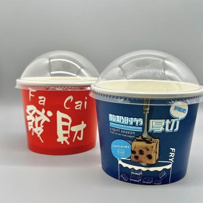 Cina Tazza di gelato di carta monouso stampata da un cliente con coperchio a cupola all'ingrosso,tazza di yogurt surgelato in vendita