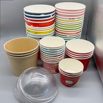 China Food Grade Custom Printed 3/5/8/16/18 oz Disposable Ice Cream Paper Cups With lid for sale