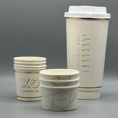 China Op maat te nemen Draagbare Kraft Craft Cup Hotel Restaurant Papier Koffiekoppen Dubbelwand met deksels Te koop