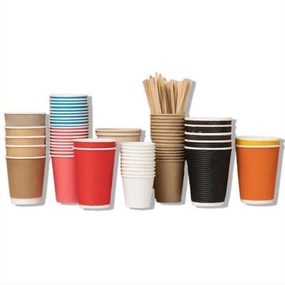 China Custom Printed Logo Eco-Friendly Disposable Biodegradable Paper Cups Lids Double Wall Single Wall Cups for sale