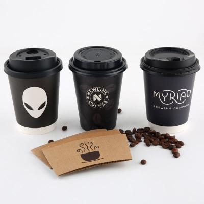 China Customized Biodegradable Disposable Coffee Paper Cup Single Double Ripple Wall Paper Coffee Cups With Lids for sale