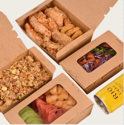 Cina Disposable Biodegradable Takeaway Kraft Paper Salad Box With Transparent Window in vendita