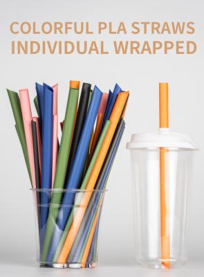 China Coloured Compostable Individually Wrapped PLA Disposable Straws Biodegradable Straight PLA Straws Te koop